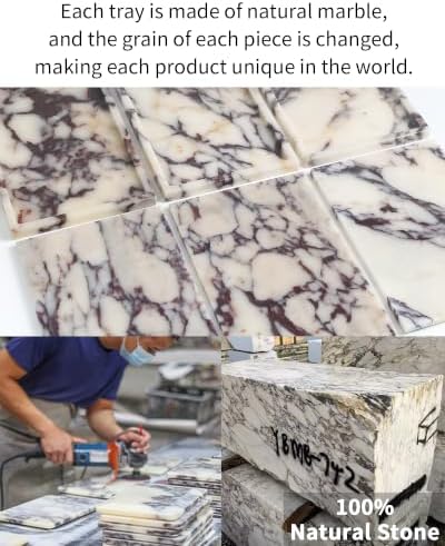 Real Luxurious Natural Marble Vanity Tray Genuine Marble Storage Tray for Home Decor Stone Tray for Bathroom/Kitchen/Van