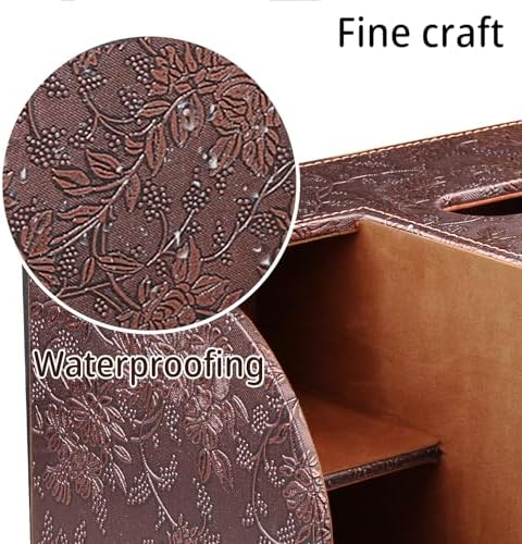 PU Leather Square Tissue Box Cover with Storage Tray,Cube Tissue Box Holder