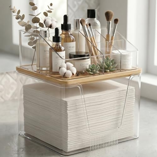 Disposable Facial Towels Holder, 2 in 1 Facial Towels Storage Box