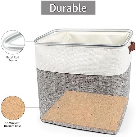 Bagnizer 13x13 Cube Storage Bins, Collapsible Fabric Storage Box, 4 Pack Closet Baskets with Handles for Organizing, She