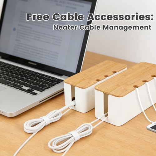 2Pack Cable Management Box,Wooden Style Cord Organizer Cord Hide Box
