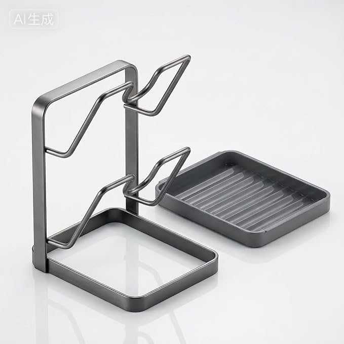 Space-Saving Pot Lid Holder & Spoon Rest - 3-in-1 Organizer with Drip Tray, Keeps Countertops Clear While Cooking (Multifunctional Kitchen Rack)