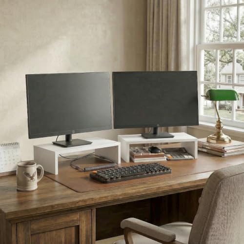 Furinno CLASSIC Monitor Stand Riser Set of 2, 15.7" Wide Dual Monitor Riser, Stackable Separable Laptop Stand for Desk, 