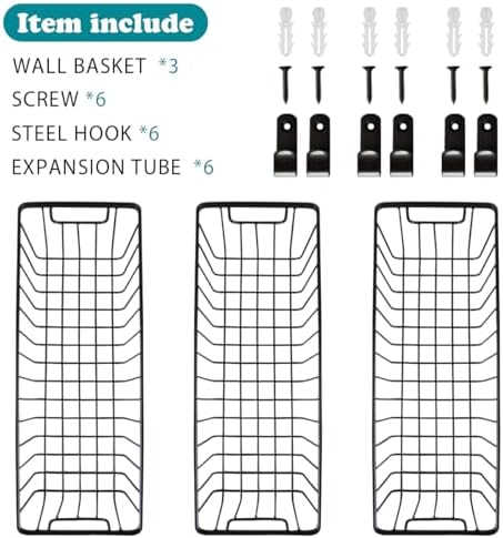 SheeChung Hanging Wall Wire Baskets, Portable Metal Wall Mount Basket