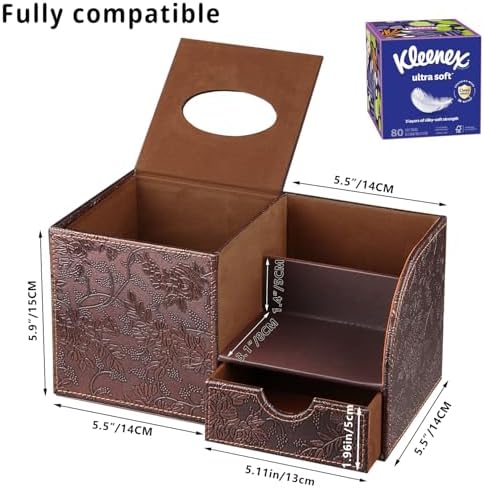 Tissue Box Cover with Drawer Organizer and Storage Tray,Cube Tissue Holder
