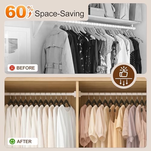 Velvet Shirt Hangers 50 Pack, No Shoulder Bumps for Clothes (Black)
