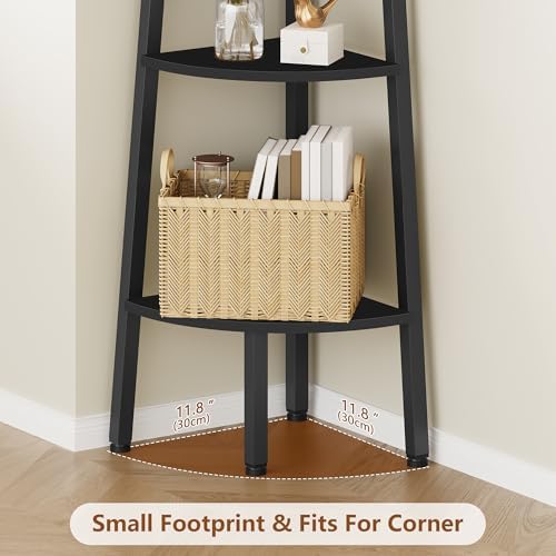 Hoctieon Corner Shelf, 3-Tier 40" Tall Corner Bookshelf, Rustic Ladder Shelf, Industrial Display Stand for Living Room, 