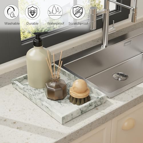 Marble Vanity Tray, for Decorative, 11.8x7.9x1.2 in, Lotus Green