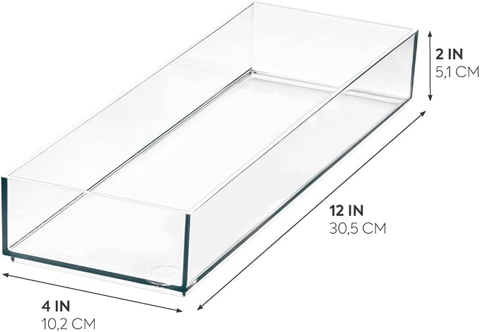 iDesign Plastic Makeup Drawer Organizer Tray - Vanity Organizer or Desk Drawer Organizer - Clear/Matte White
