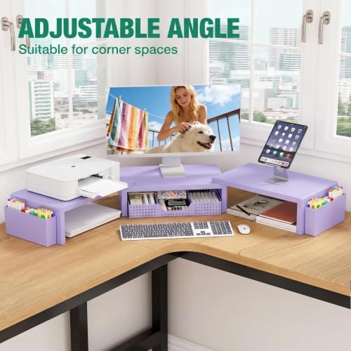 OPNICE Desk Organizer and Accessories, Computer Monitor Stand Riser with Drawer and 2 Pen Holders, Laptop Stand, Office 