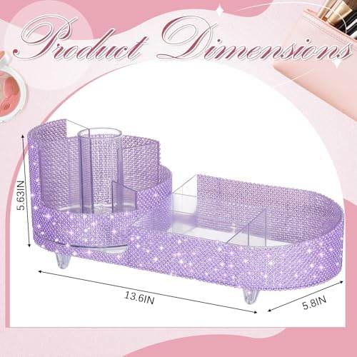 Rotating Makeup Organizer Vanity, Purple, Pearl