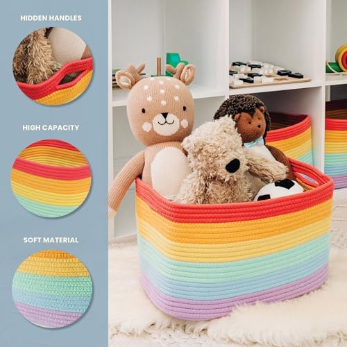 OrganiHaus Rainbow Baskets for Shelves, Set of 3, 15x9x10