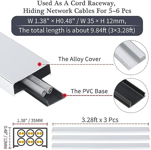 Aluminium Alloy U Shape Edge Trim Strip Decoration Profiles with Base, Metal Cable Raceway Cord Protector Hider Condense