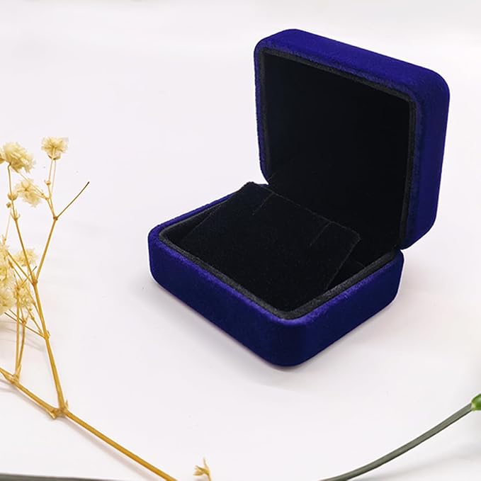 2 Pieces Velvet Earring Box,Stud Earring Gift Box,Jewelry Display Case for Proposal,Engagement,Wedding and Birthday,Blue