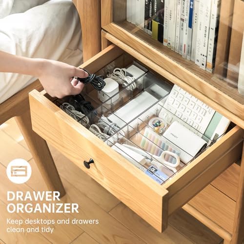 FRETONBA 2 Pack Cable Storage Organizer Box with 8 Compartments, Small