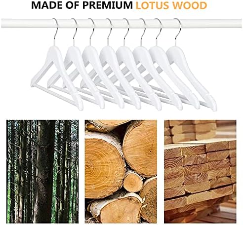 Amber Home 20 Pack 15" White Wooden Clothes Hangers for Woman