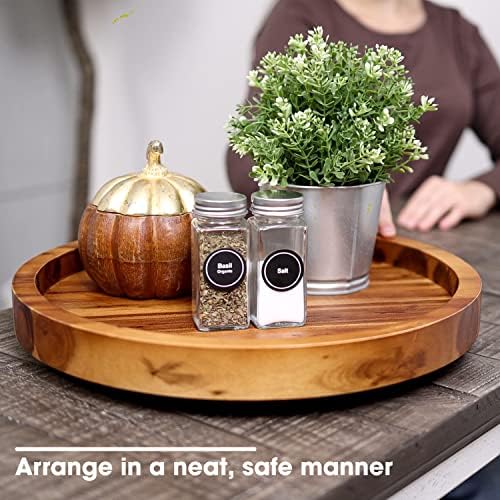 TIDITA 13" Wooden Lazy Susan Organizer for Tabletop 360° Rotation, High Rim