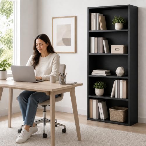 IULULU 53 Inch Tall Bookshelf, 5 Tier Bookcase with Open Storage Shelves