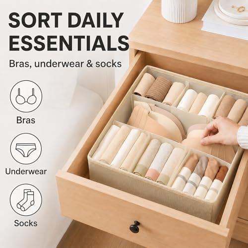 Foldable Clothes Drawer Organizer Fabric Drawer Organizer Bins Multifunctional Dresser Drawer Organizers for Underwear T