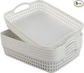 White Plastic Storage Basket Tray, Pack for 6 (Large)