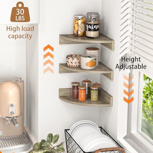 Fun Memories Corner Shelf Wall Mount, Wood Floating Corner Shelves,Corner Wall Shelf for Bedroom, Bathroom, Kitchen, Liv