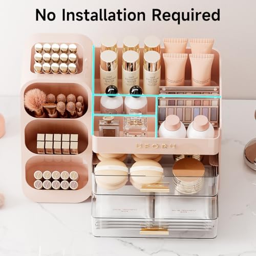 UFORU Makeup Organizer Countertop with Brush Holder for Vanity Bathroom