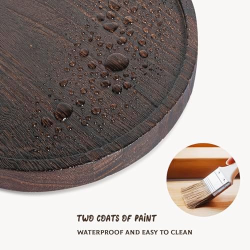Wood Lazy Susan Turntable Kitchen Decor Round Table Tray, 10" Dark Brown