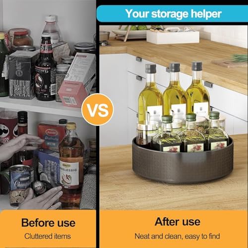 Lazy Susan Organizer Turntable Rotating Seasoning Organizer Metal Spice Rack for Cabinet Countertop Dining Table Refrige