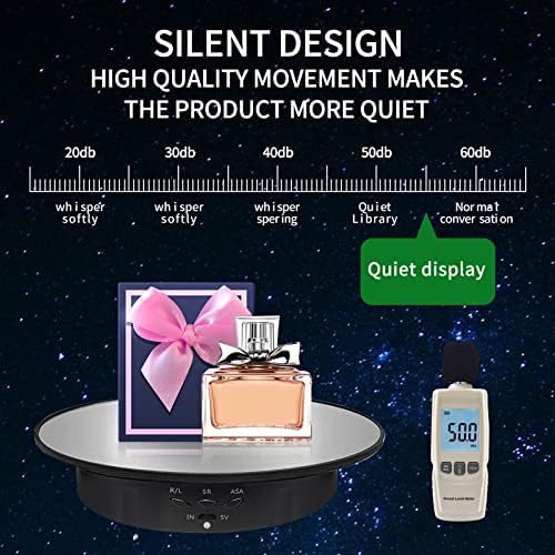 7.9" Mirror Motorized Rotating Display Stand Turntable with Remote & Battery Operated 17.6 LB,Photography Turntable Rota