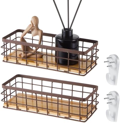 Funrous 2 Pcs Metal Small Wire Basket Wall Hanging Wire Basket Hang Small Bathroom Kitchen Storage Organizer Toilet Pape