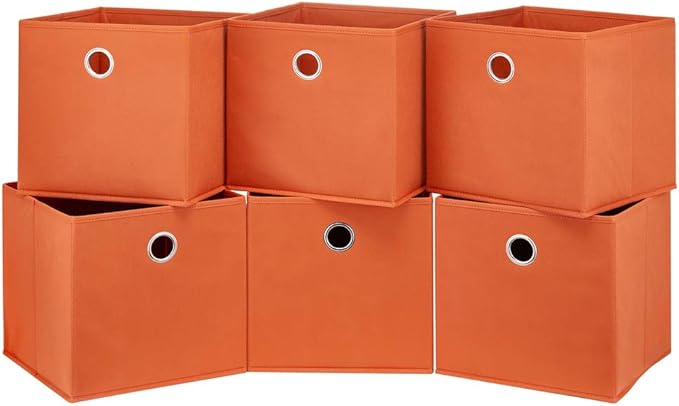Orange Cube Storage Bins 11x11x11 Decorative Storage Cubes Boxes Foldable Organizer Storage Baskets Fabric Cubbies Drawers Collapsible Cubes Inserts Storage for Closet Organizer Shelves ,QY-SC20-6