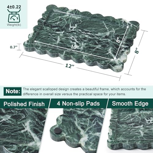 Scalloped Natural Marble Tray - Decorative Stone Tray for Bathroom & Vanity