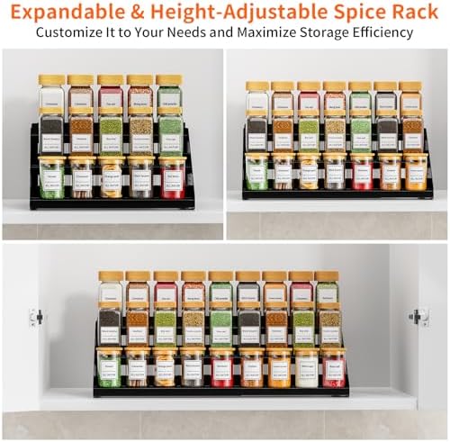 RCHYFEED 3 Tier Spice Rack Organizer for Cabinet,Expands 13.4 to 21.8 Inch