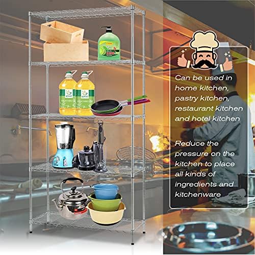 HCY Heavy Duty 5-Tier Storage Shelf - Adjustable Metal Rack for Laundry, Bathroom, Kitchen, Garage & Pantry Organization