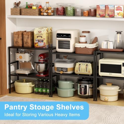 2-Tier Expandable Metal Storage Shelves, 150LBS Heavy Duty Shelving Units and Storage,Adjustable Utility Organization an