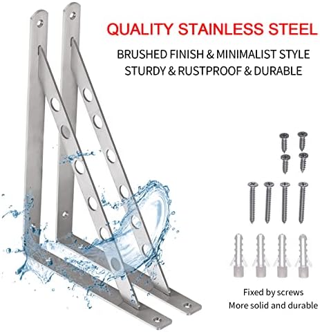 YUMORE 16 Inch Shelf Bracket, Heavy Duty L Bracket, 2 Pack
