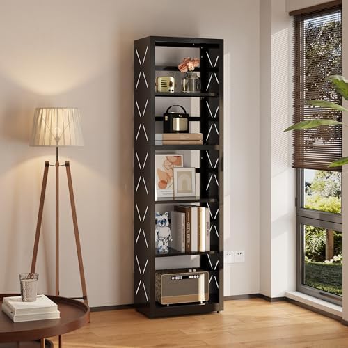 SteeLoong 5 Tier Bookcase,Metal Bookshelf with Adjustable Feet & Shelves