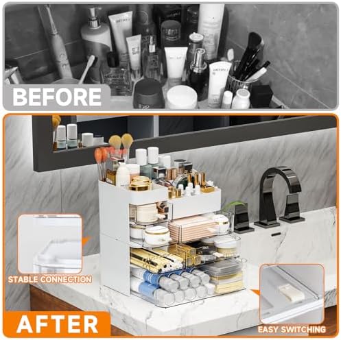 SuoXing Makeup Organizer for Vanity,Large 6 Drawers Make up Organizers for Counter,Plastic Cosmetic Storage Organizer fo