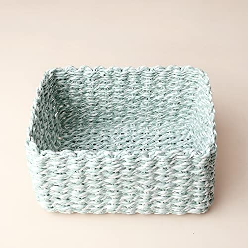 LA JOLIE MUSE Paper Rope Storage Baskets for Organizing, Recycled Wicker Storage Basket Container Bins for Shelves Cupbo