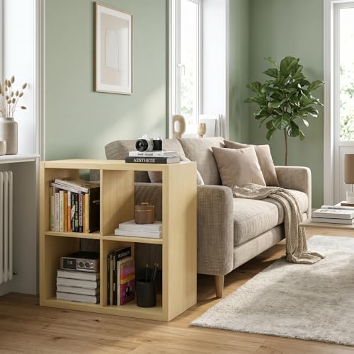 CTESNE【Wooden 4 Cube Storage Organizer Shelf with Anti-Tipping Kits, Horizontal and Vertical Dual-use Standing Open Book