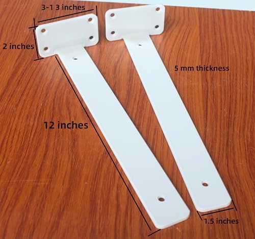 12 Pack - 12 inch White Hidden L Shelf Bracket (1/5 Inch Thicked) Iron Floating Shelf Brackets Rustic Industrial Metal B