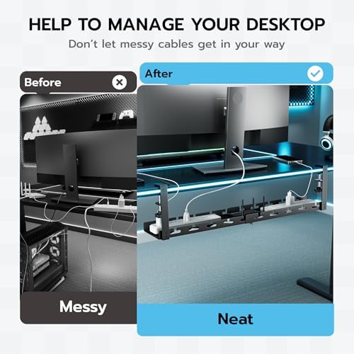 ARES WING 17"-28.7" Extendable Under Desk Cable Management Tray, No-Drill