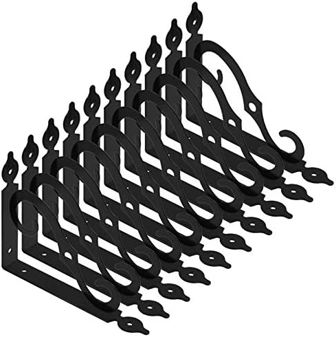 Luomorgo L Bracket Shelf Brackets, 7.4 Inch, Black, 10 Pcs