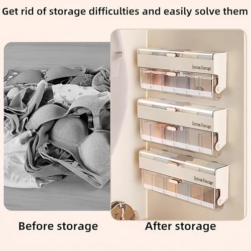 Underwear & Socks Drawer Organizer - Hanging Storage with 12 Adjustable Compartments Organizer,Plastic Organizer Box wit