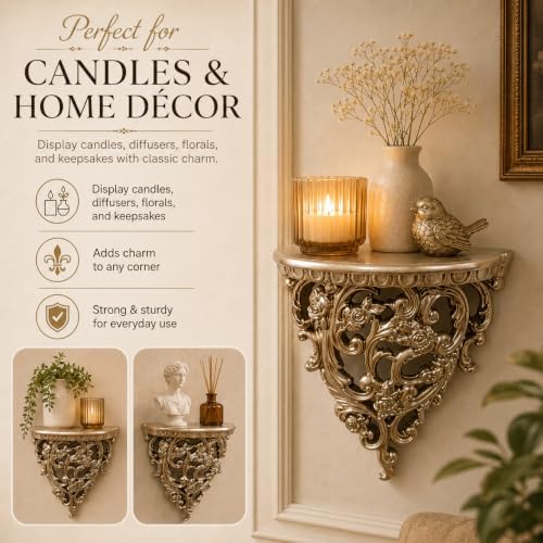 Small Victorian Decorative Floating Shelves, Wall Mounted Decor Shelves, Classic Wall Display Organizer, Retro Hollow Ca