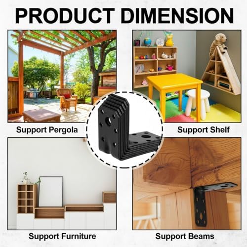 50pack 2" Galvanized Steel L Bracket for Wood Furniture Corner Brace Black