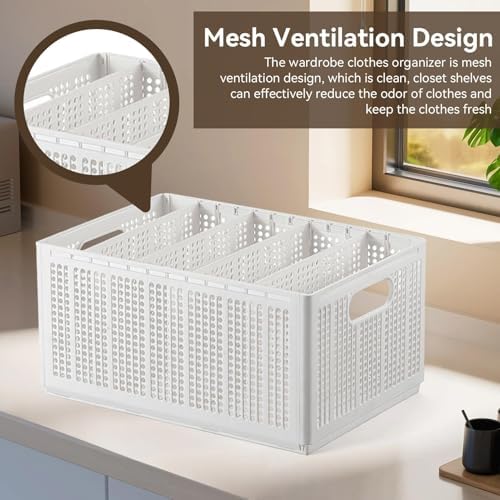 Foldable Closet Organizer with Adjustable Dividers, 7-Grid Wardrobe Storage Bin for Jeans, Sweaters, Pants & Clothes, Me
