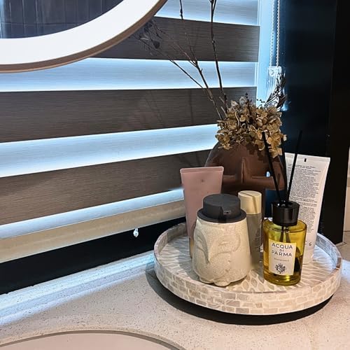 12.5" Lazy Susan for Table Top – Mother of Pearl Spinning Turntable Serving Tray, Marble Lazy Susan Organizer for Dining