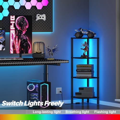 TUTOTAK Corner Shelf, 4-Tier Corner Bookshelf for Small Space