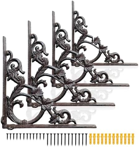Cast Iron Victorian Scroll Shelf Brackets, 9 x 9 inch Antique Decor Shelves Bracket, Wrought Iron Corner Brackets,Wall D